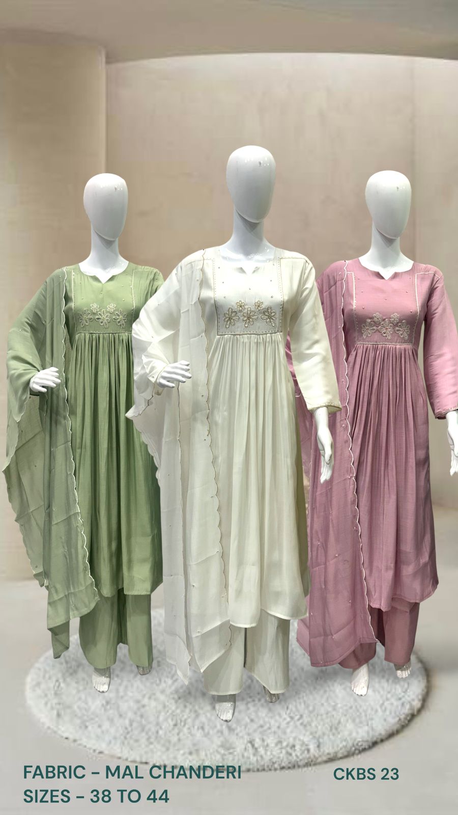 Embroidered Mal Chanderi Alia-Cut Kurta Set with Dupatta
