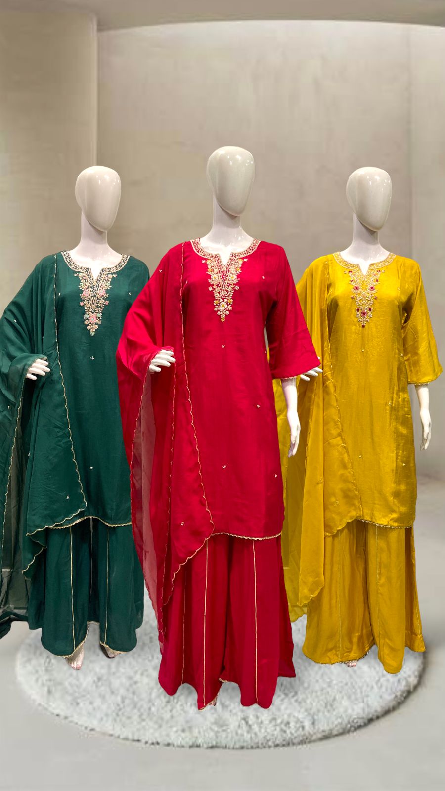Zardozi Embroidered Kurta Sharara Set with Dupatta