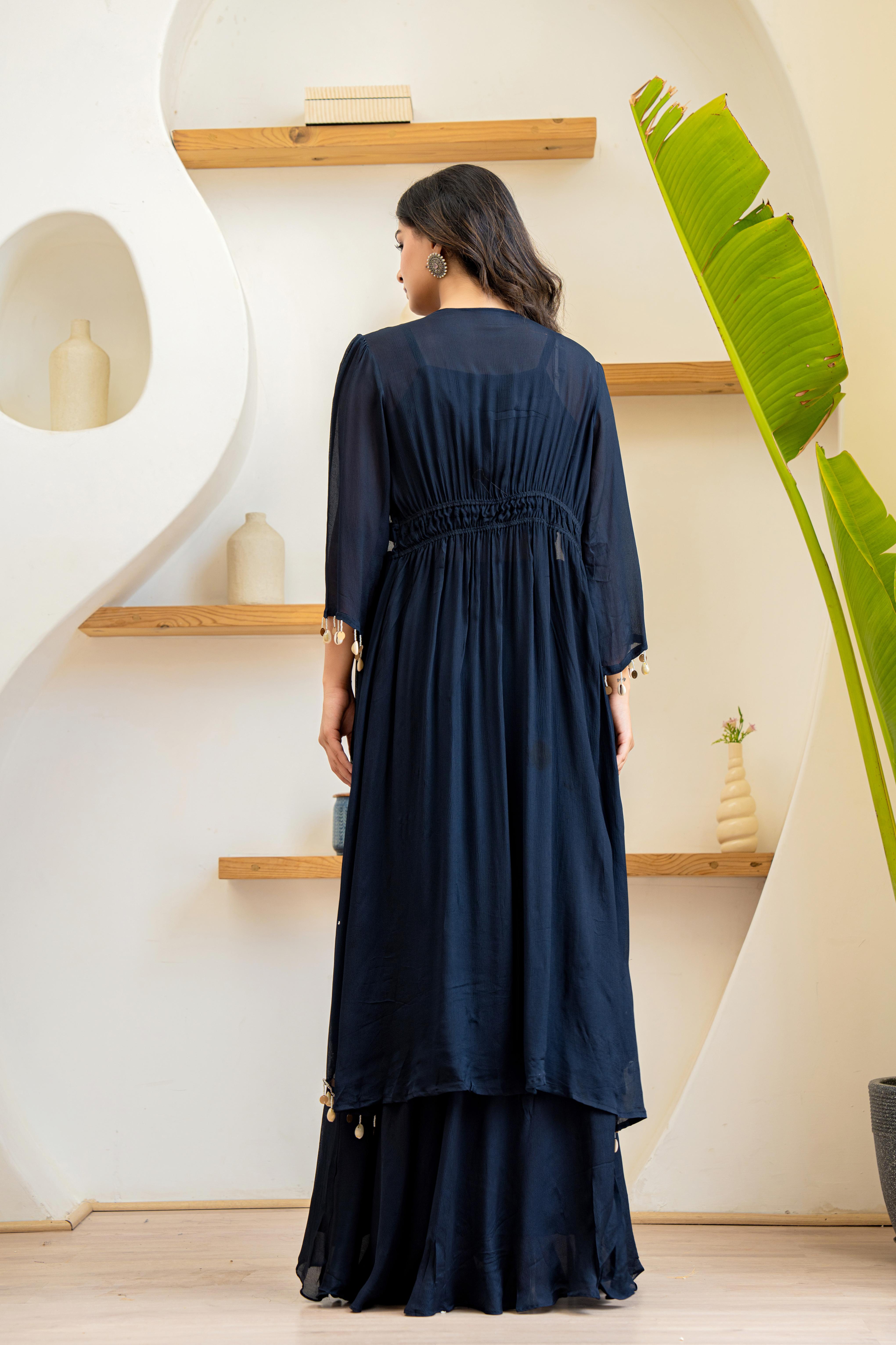 Elegant Black Embroidered 3-Piece Set | House of Olivia back view